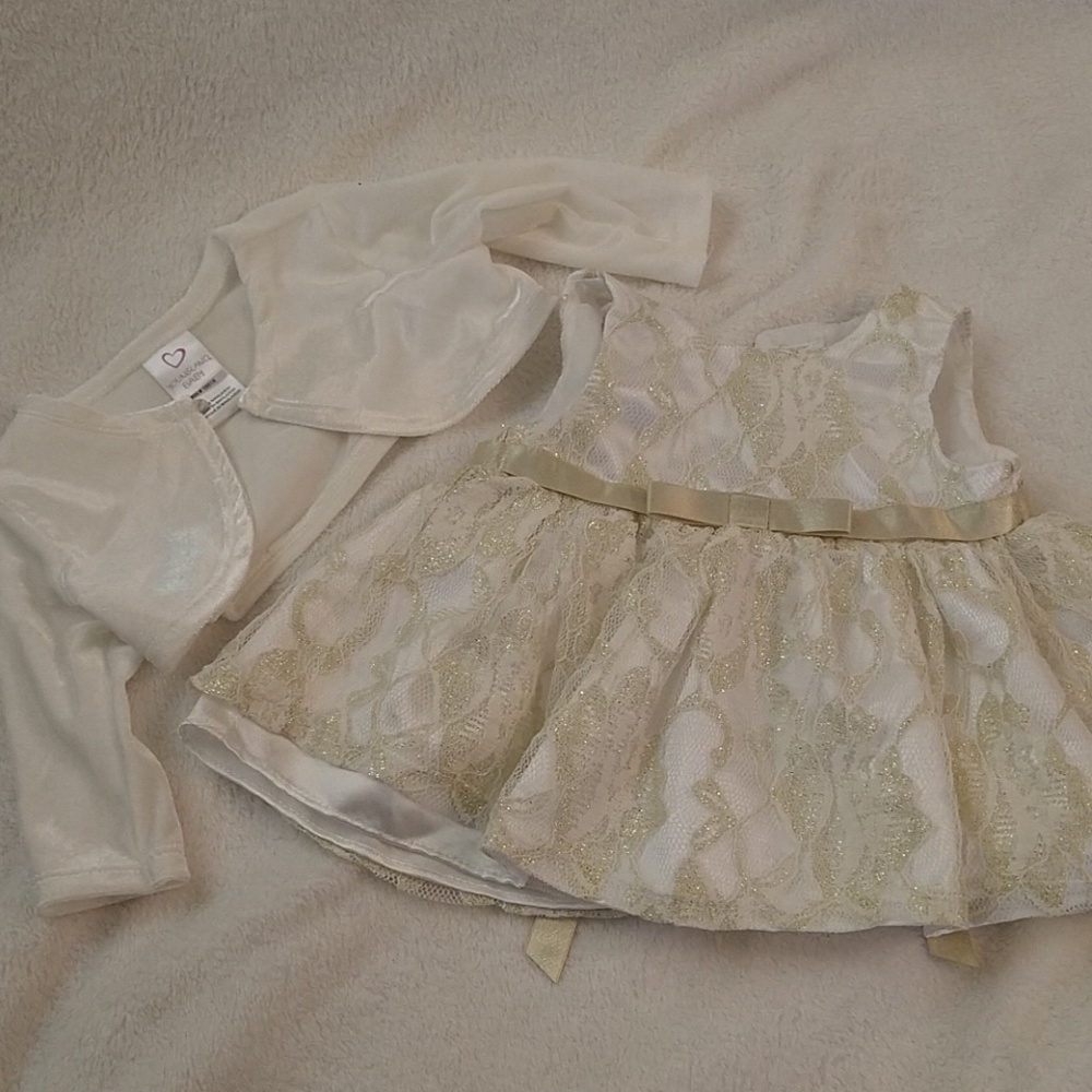 Youngland Baby Dress and Shrug, Size 0-3 Month